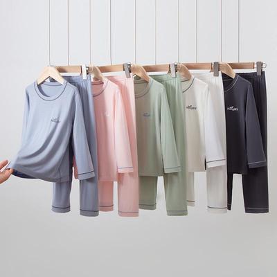 Детская модальная пижама - Летний комплект с длинным рукавом для мальчиков и девочек и костюм для кондиционирования воздуха для родителей и детей