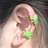 1 Pair Creative Funny Frog Shape Ear Clips Cute Vivid Appearance Women Animal Pose Stud Earrings Jewelry Gift