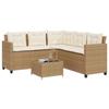 VidaXL Garden Sofa with Table and Cushions L-Shaped Beige, Outdoor Sofa, L-Shaped Outdoor Sofa, 369043