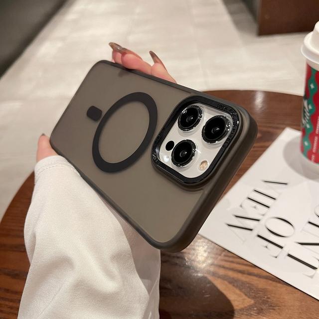 Чехол для телефона с поддержкой зарядки Magsafe для Iphone 14 12 11 13 Pro Max 14 Plus, металлический гибридный жесткий и мягкий полупрозрачный чехол с металлической камерой