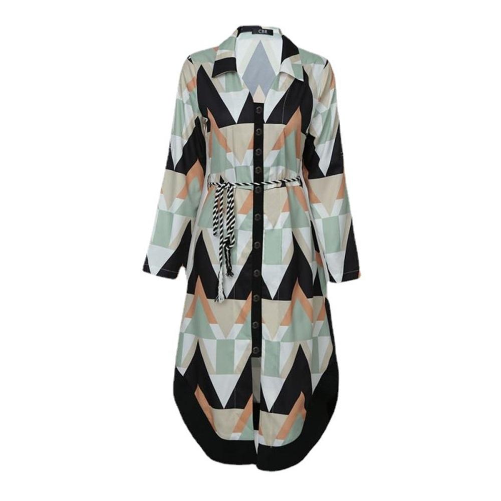 Европа и США Женщины Темперамент Печать Рубашка на бретелях Длинный Секция