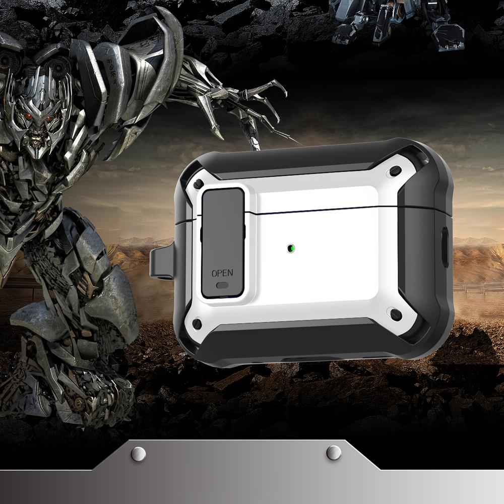 KEYSION Чехол для Bluetooth-наушников для AirPods Pro 3 Мягкий силикон+ПК Ударопрочная задняя крышка с замком-переключателем Карабин для альпинизма