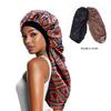 Fashion Women Long Bonnet Turban Satin Bonnet Night Sleep Bathing Cap Hair Care Hat Ladies African Pattern Print Headwrap