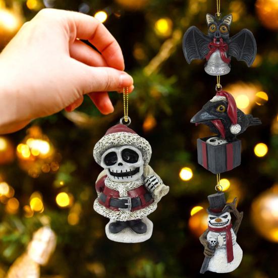 Хэллоуин Акриловые Подвесные Украшения Жуткий Террор Рождество 3D Скелет Черный Кот Снеговик Ворона Форма Многоразовый Праздничный Автомобиль Орнамент Идеальный
