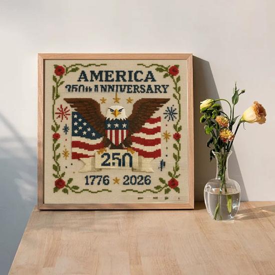 Holiday DIY Project US 250th Anniversary Cross Stitch Kit Needlepoint Starter Patriotic Eye-catching Commemorative Embroidery Pattern Keepsake
