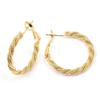 [L4313] - Gold Plated Hoop Earrings 'Torsades' - 25x3 Mm