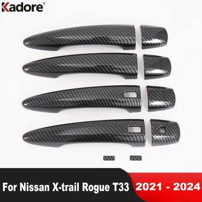 Для Nissan X-trail Rogue T33    2024 Накладки на ручки боковых дверей автомобиля из углеродного волокна, декоративные накладки, колпачки, аксессуары