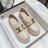 Женские туфли из коровьей кожи British Luffy Shoes Женские туфли на толстой подошве с плоской подошвой, одинарные женские туфли из вулканизированной кожи, большой размер 35-43