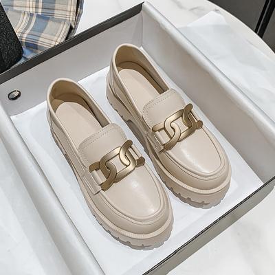 Женские туфли из коровьей кожи British Luffy Shoes Женские туфли на толстой подошве с плоской подошвой, одинарные женские туфли из вулканизированной кожи, большой размер 35-43