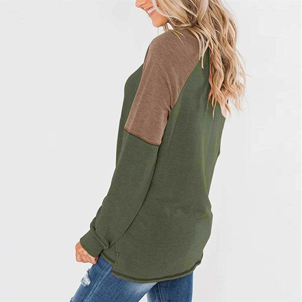 Женская осенне-зимняя повседневная свободная футболка с длинным рукавом и круглым вырезом
