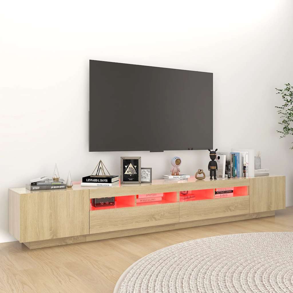 Vidaxl Szafka Tv Z Oświetleniem Led, Dąb Sonoma, 260X35X40 Cm
