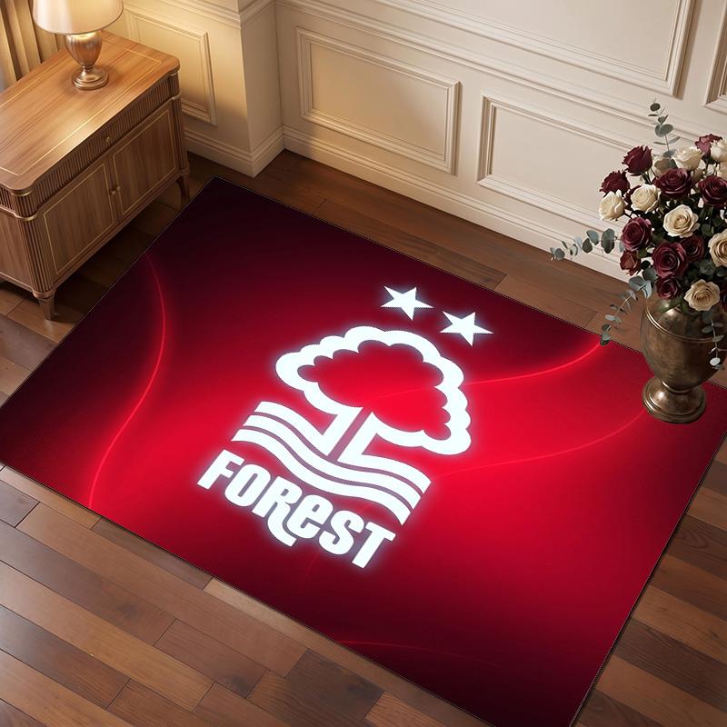 Nottingham Forest Football Print Crystal Velvet Rug, Comfortable Water Absorbent Non Slip Indoor Floor Carpet