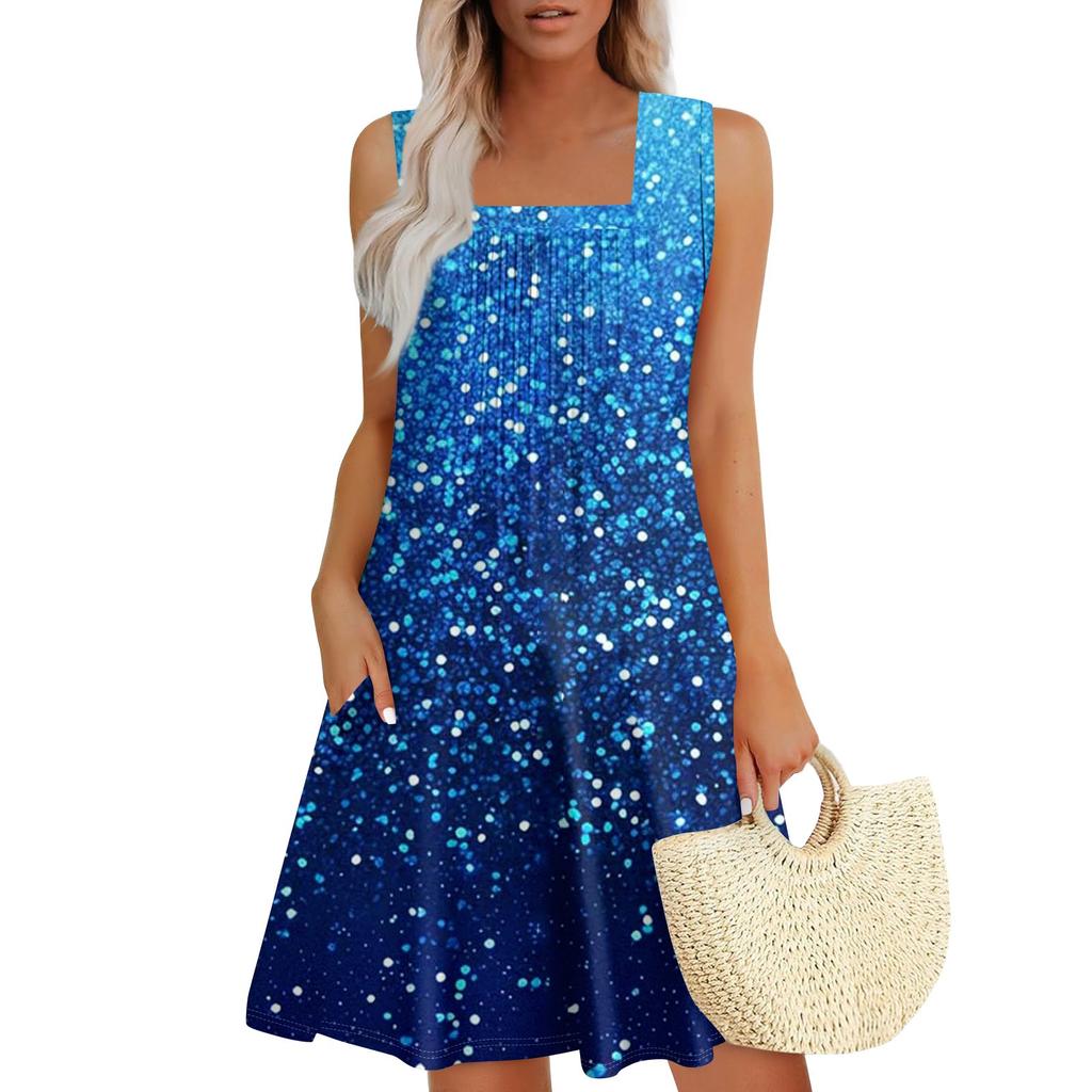 Женские летние платья Свободные сарафаны без рукавов Платье с карманами