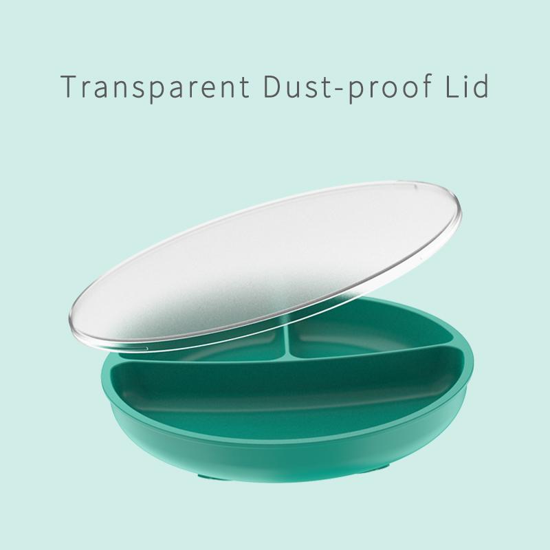 ODM Eco-Friendly BPA Free Kid Baby Feeding Silicone Suction Plate for Babies with Cover