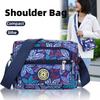 Large Capacity Canvas Bag Lightweight Middle-aged Mother Bag Printed Nylon Multi-zipper Compartment Shoulder Bag Leisure Contrast Joker Crossbody Bag