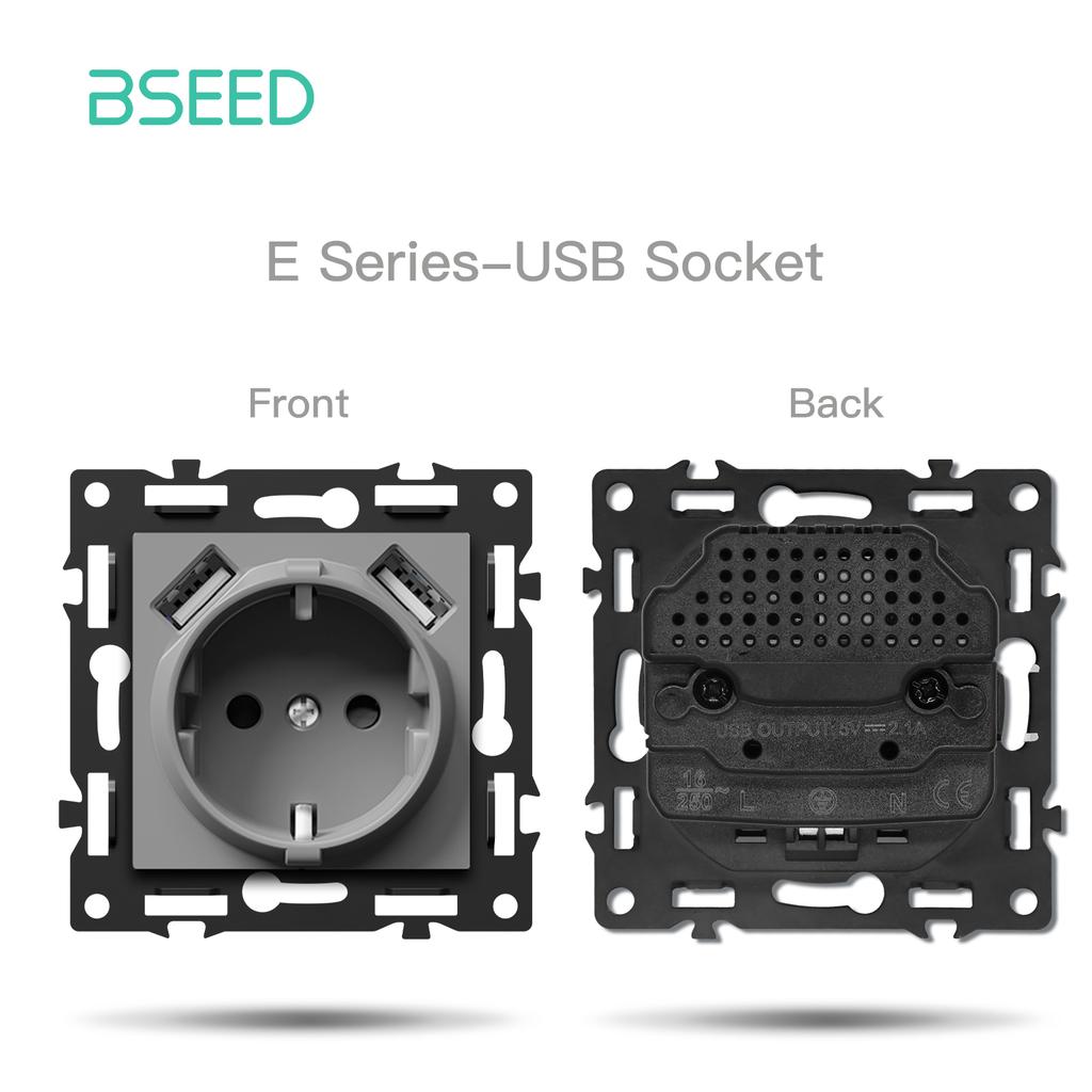 Модули переключателей BSEED WIFI Click Switch, детали для умных выключателей света, белая стеклянная рамка, комбинированные настенные розетки для самостоятельной сборки, USB-зарядный ключ, серия E.
