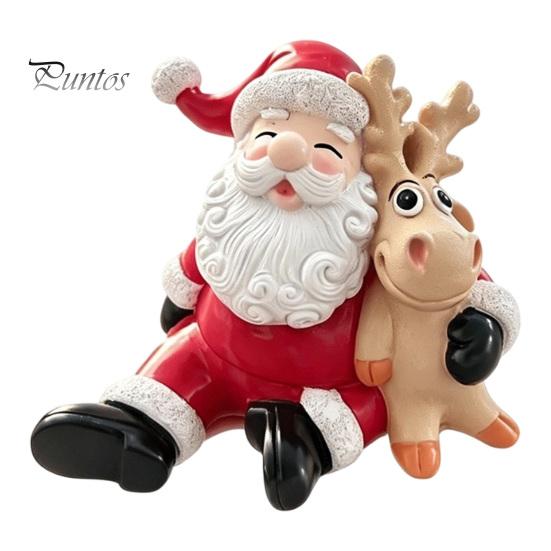 Маленькое Рождественское Украшение для Офиса Фигурка Деда Мороза, Статуэтка Лося из Смолы, Милый Ручная Роспись Украшение Праздничное Настольное Украшение для Дома Столешница Камин