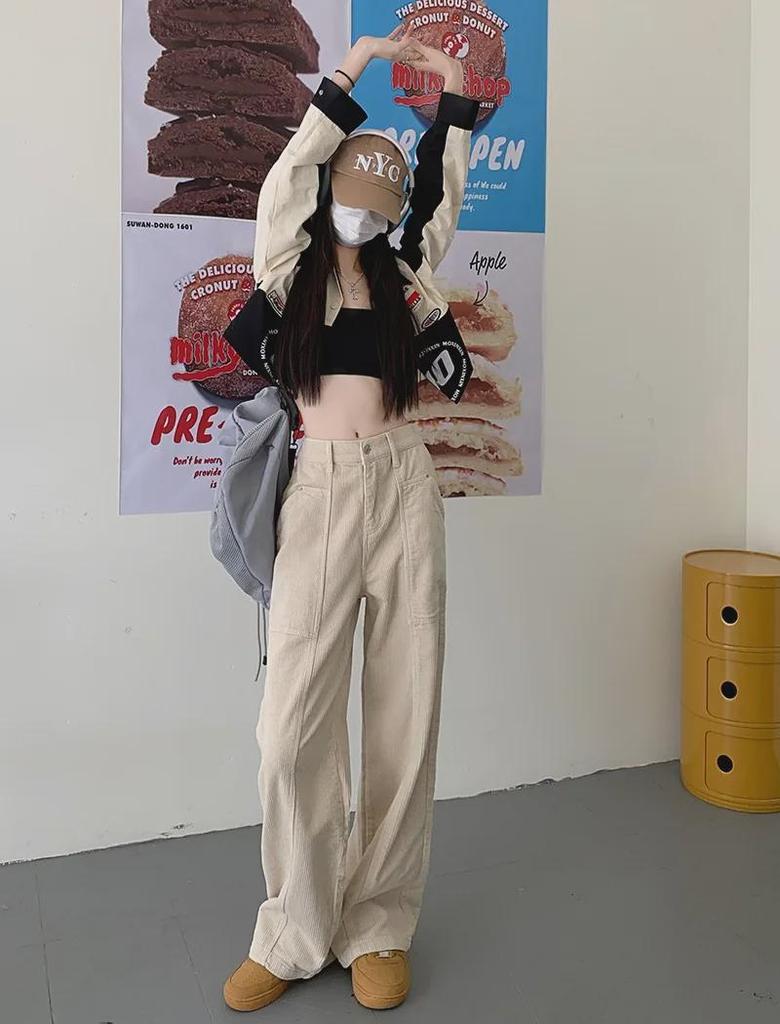 Autumn 2023 Women's Retro High-Waist Wide Leg Corduroy Pants