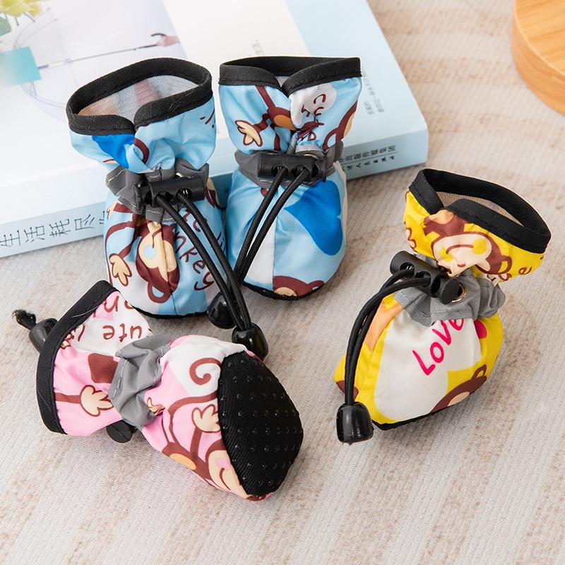 Pet Dog Soft Sole Breathable Monkey Print Shoes Teddy Pomeranian Poodle Bichon Soft Sole Boots Dog Foot Covers Pet Shoes