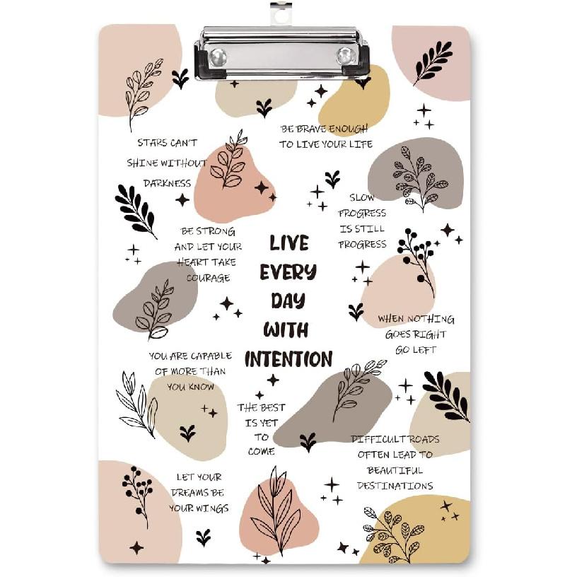 WAVEYU Cute Clipboard, Decorative Office Fashion Hardboard Wood Nursing Clip Board for Standard A4 Letter Size for Students, Women,12.5"x 9",