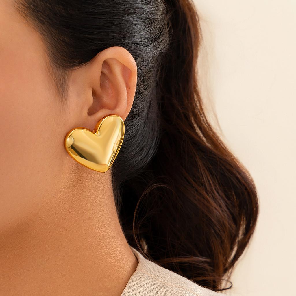 Wind Liquid Love-Shaped Fringed Stud Earrings Female, Creative Splicing Lava Earrings Ear Jewelry