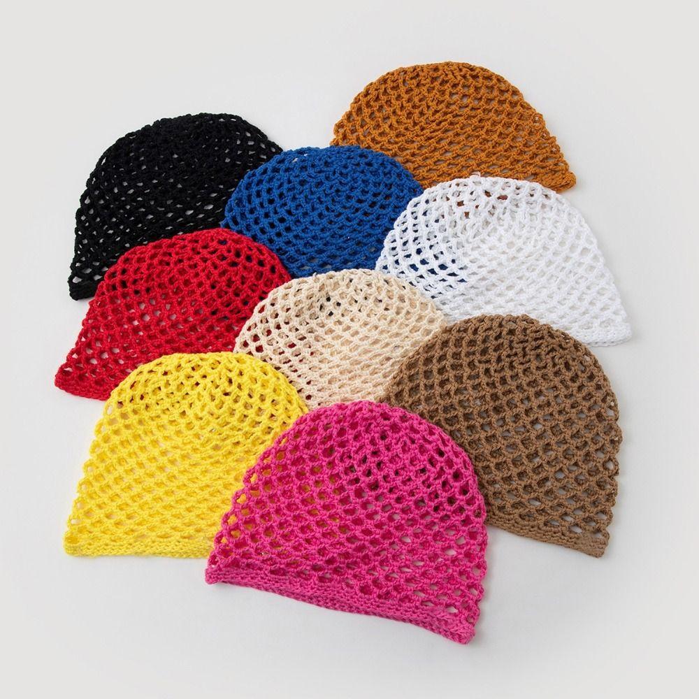 Solid Color Crochet Hat Elegant Bohemian Style Beanies Retro Weave Cap Outdoor