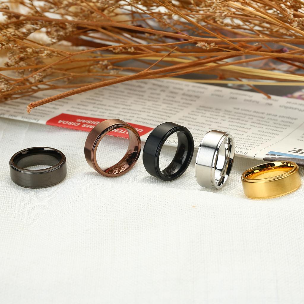Кольца из нержавеющей стали для мужчин, пара вольфрамовых обручальных колец, черный/серебристый/золотой/светло-черный/коричневый с матовой отделкой, удобная посадка