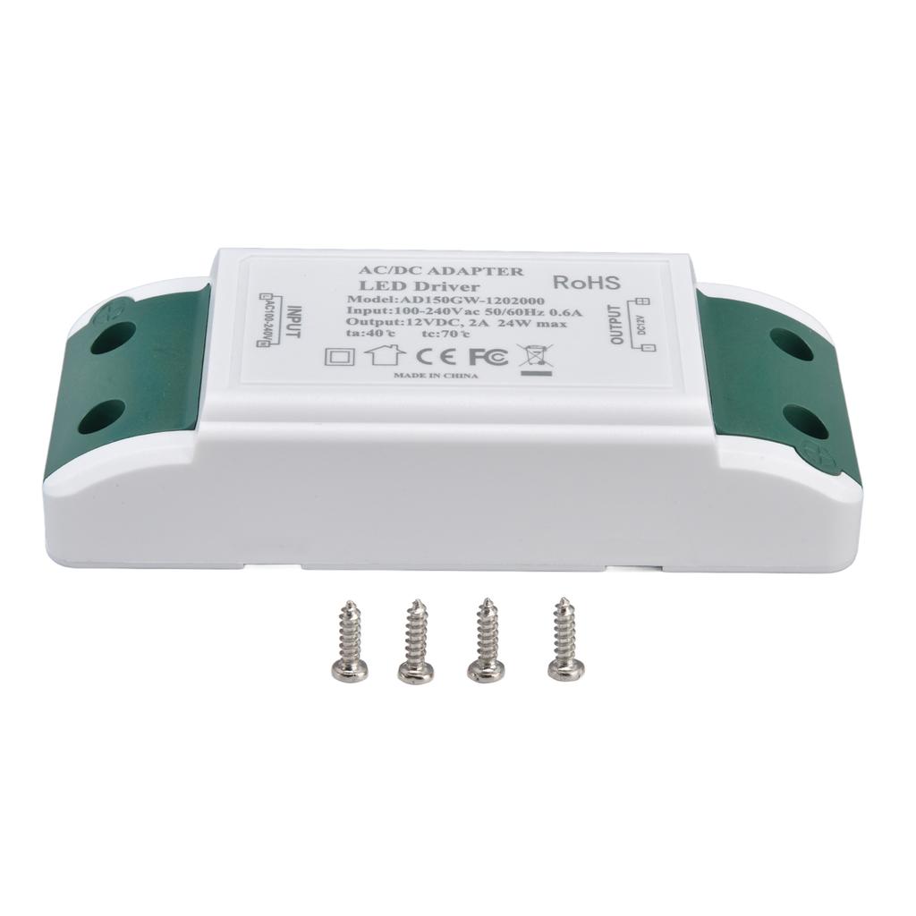 LED Driver 12V DC 24W 2A LED Power Transformer for LED Strip Light and Cabinet Light AC100‑240V