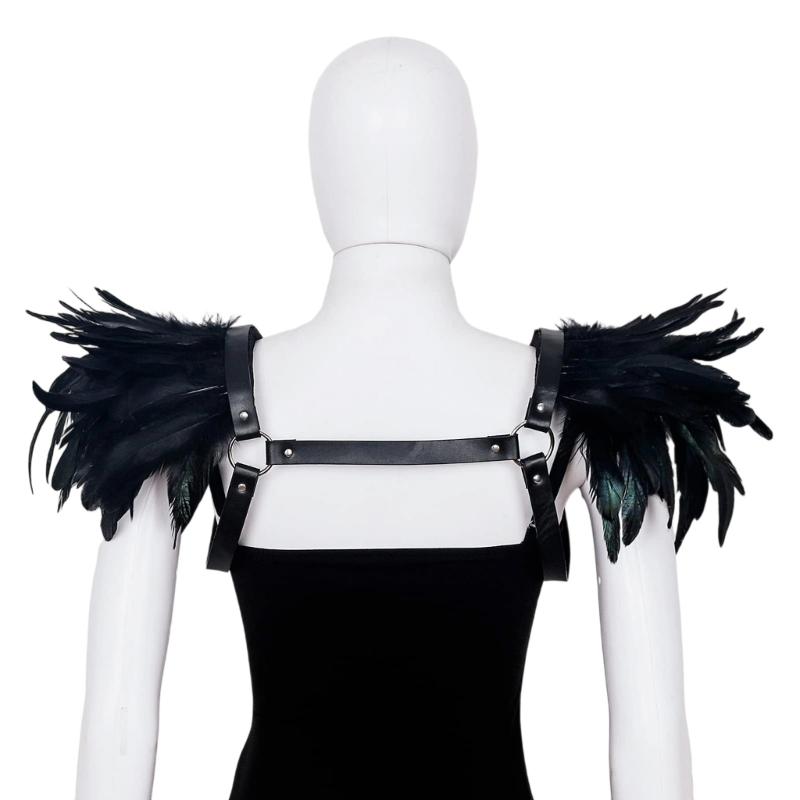 Средневековая накидка-шаль из перьев, накидка на плечи, готический меховой (перьевой) накидка-пончо, костюм для Хэллоуина, косплея, для взрослых женщин и мужчин