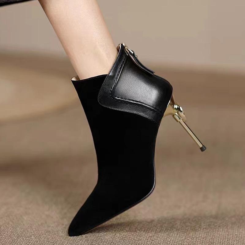 Мода Высокие каблуки Женские Ботильоны Сексуальный Острый Носок Дизайнерская Обувь Зимняя Мода Новые Туфли-Лодочки 2025 Платье Новые Роскошные Сапоги Mujer Zapatos