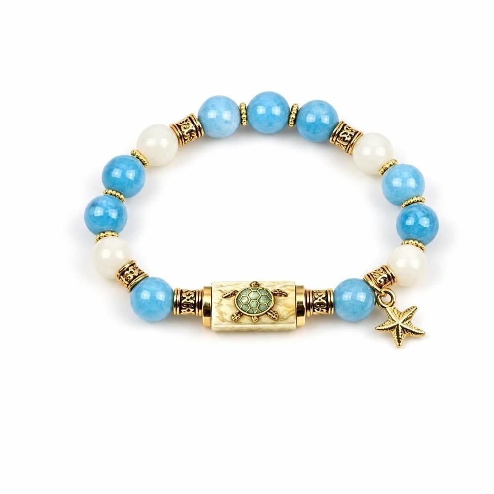 Metal Tube Ocean Themed Bracelet Elastic Floral Print Crystal Bracelet  Party Favors