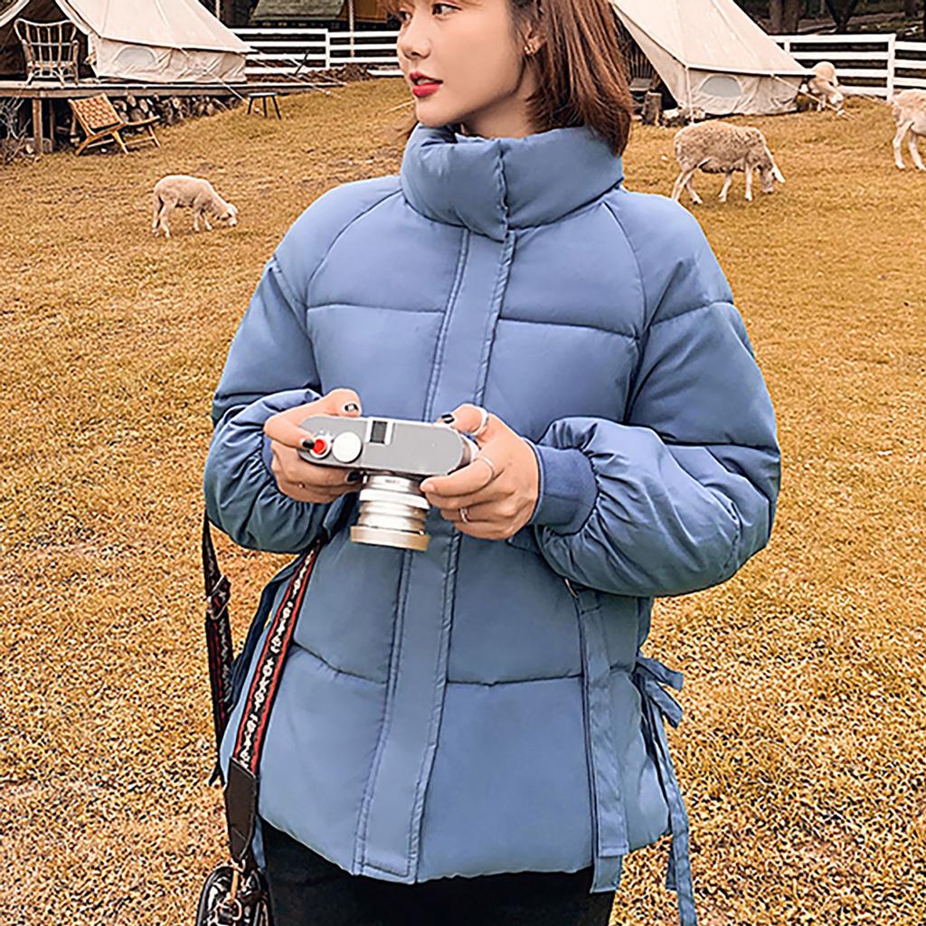 Women Fashion Long Sleeve Bread Jacket Solid Color Cotton Coat Jacket Overcoat