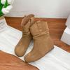 Зима новые ботфорты на платформе интернет-знаменитости, ретро квадратные короткие ботинки, осень и зима 2025 новые корейские ботинки-носки, эластичные ботинки на мягкой подошве