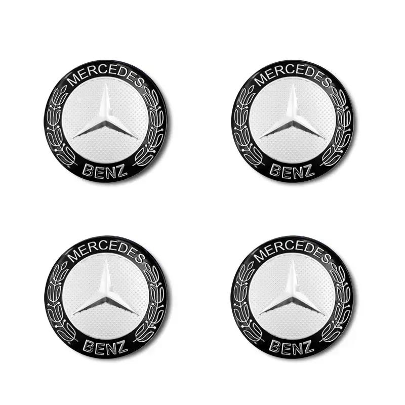 Наклейка на автомобиль Для Mercedes Benz 4 шт. Наклейка на центральный колпачок колеса автомобиля Металлическая эмблема Наклейка Для Mercedes-Benz AMG C450 C200 C220 C25