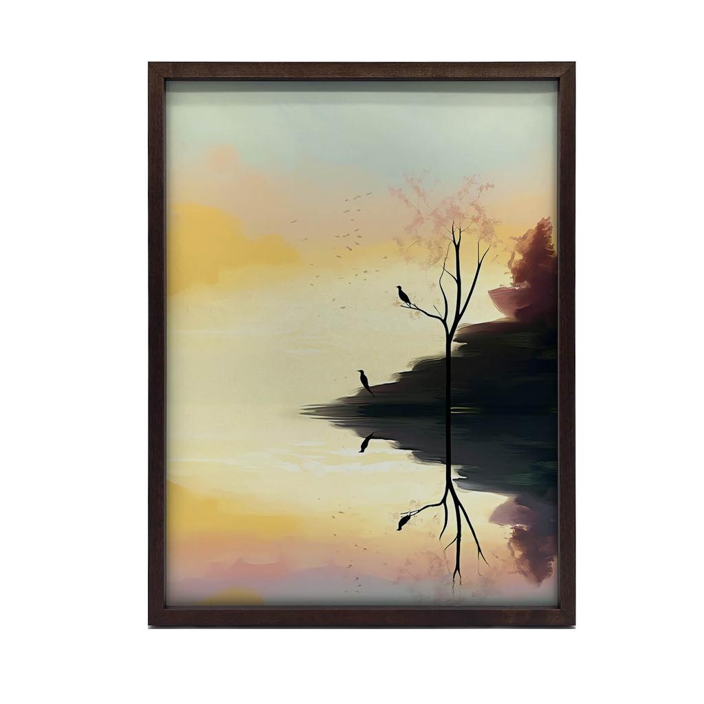 Pastelowy Krajobraz Pastelowy Krajobraz, 70X100 Cm, Rama Drewniana Ciemny Brąz, Papier Matowy 230 Gsm