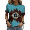 Vintage Women's T Shirt Ethnic Geo Print Crew Neck T-Shirt Summer Casual Short Sleeve Tee Streetwear Female Oversized Clothing
