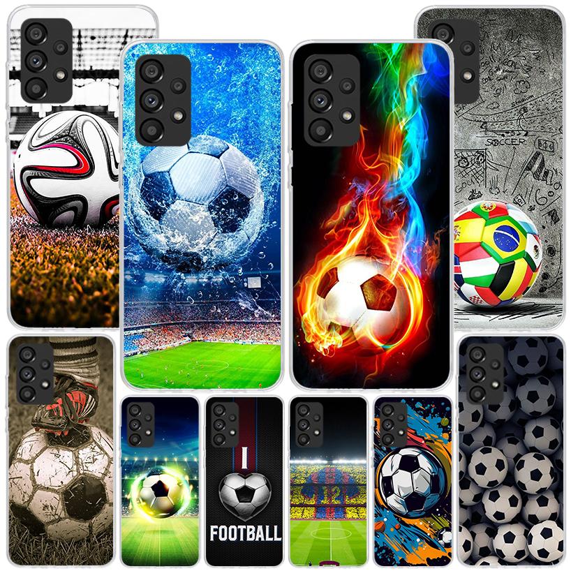 Чехол для телефона с дизайном футбольного мяча для Samsung Galaxy A17 A16 A15 A14 A13 A57 A56 A55 A54 A53 A37 A36 A35 A34 A33 A26 A25 A2