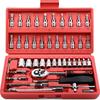 46 Pcs Tool Kit for Car Tool Screwdriver and Bit Ratchet Torque Quick Wrench Spanner Wrench Socket Key Hand Tools