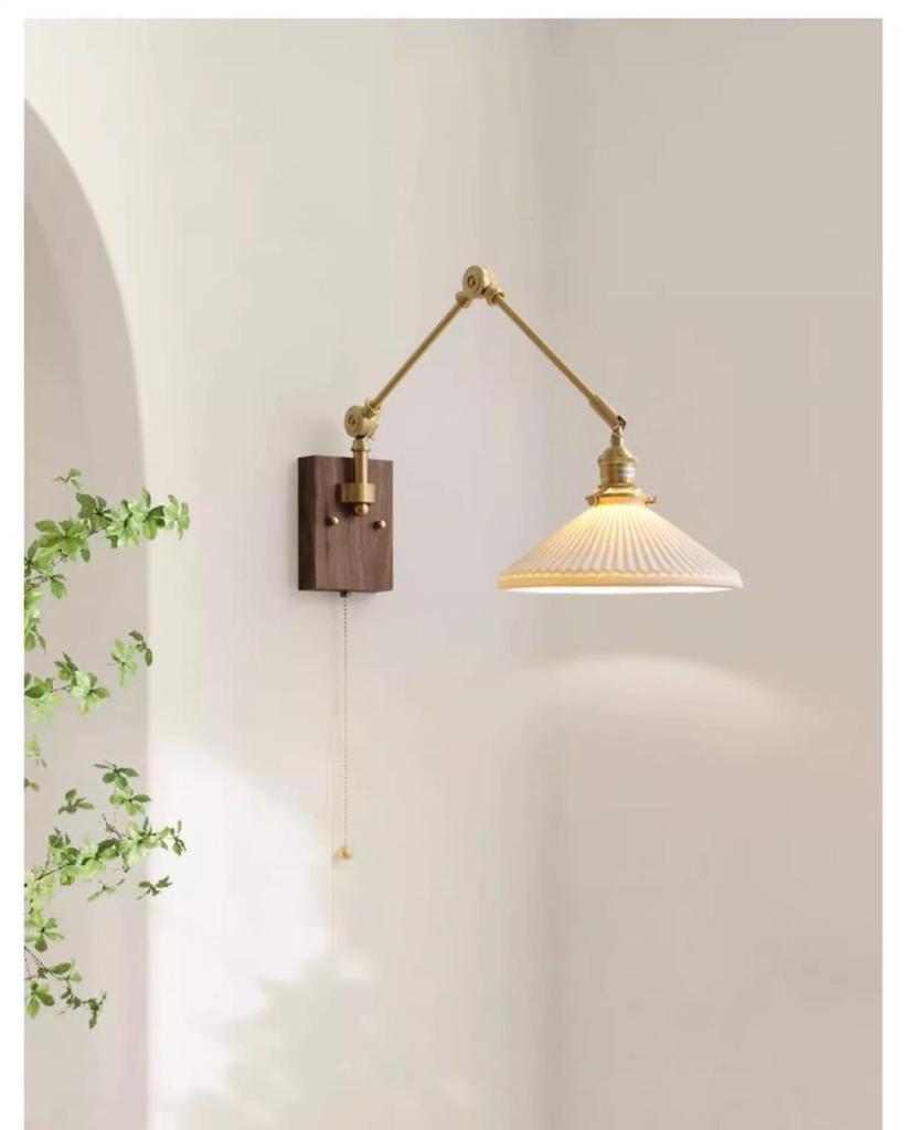 Used Copper French Retro Wabi-Sabi Style Swing Arm Wall Sconce for Bedroom or Living Room.