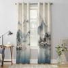 Landscape Tree Watercolor Window Curtains for Living Room Luxury Bedroom Curtain Kitchen Blinds Drapes Curtains
