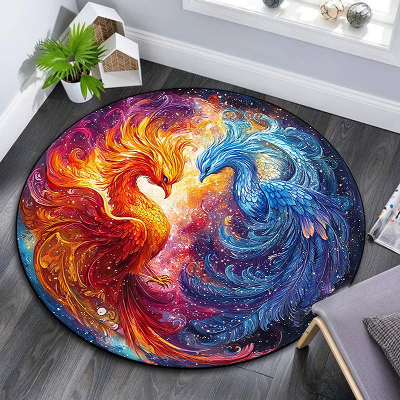 Круглый ковер Phoenix Art, Ковер для гостиной, спальни, дивана, игровой комнаты, Декор, Нескользящий коврик для пола