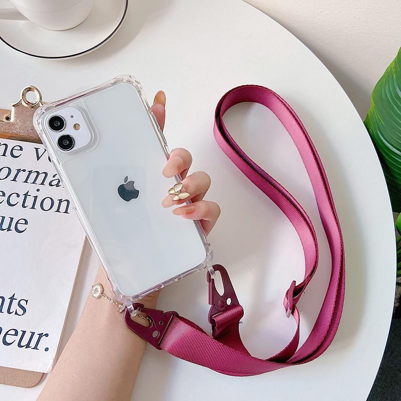 Lanyard Clear Case For iPhone 17 16 15 12 11 Pro Max 13 Mini X XS 14 Plus Crossbody Strap Belt Hard PC Acrylic Shockproof Cover