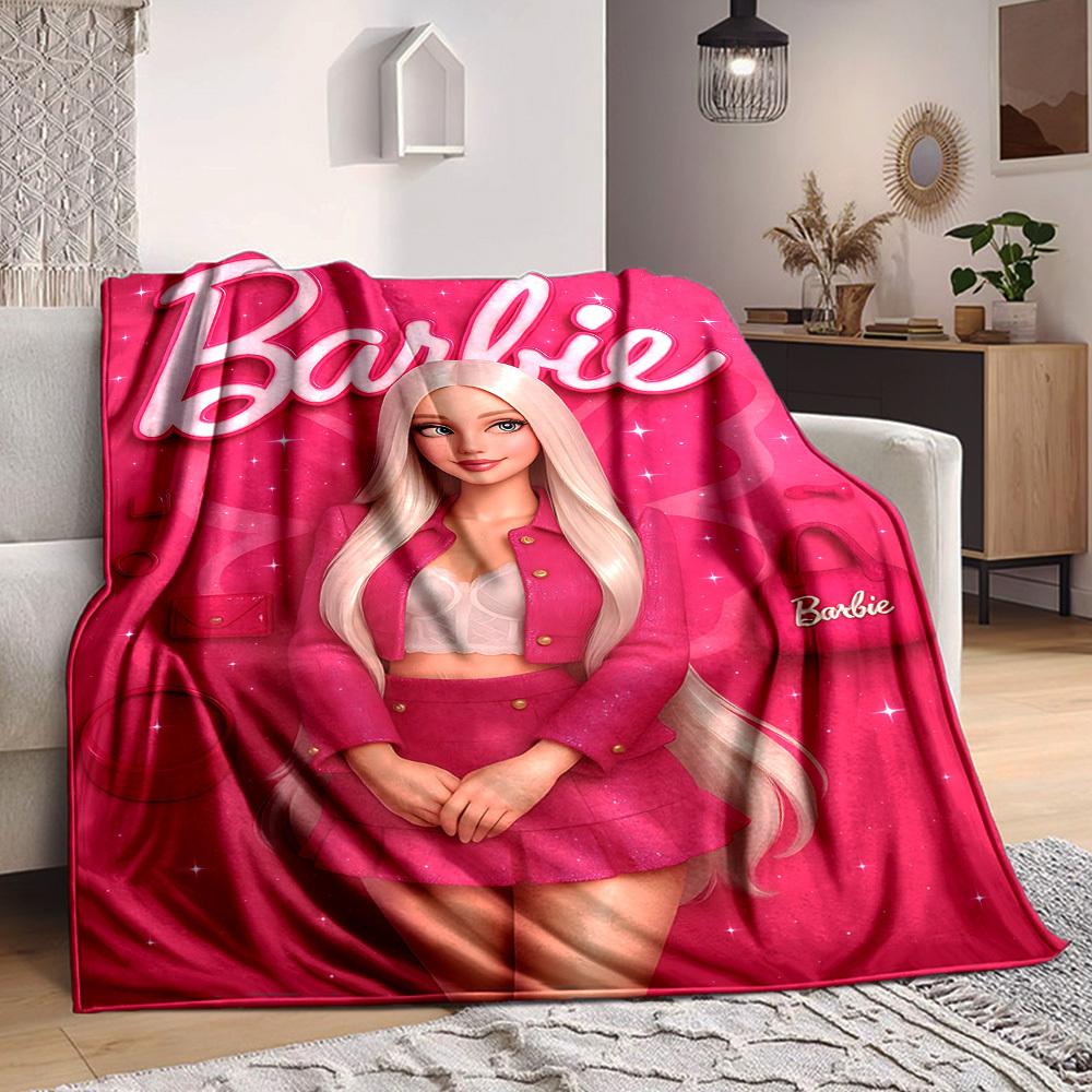 1 шт. Модный плед Barbie из полиэфирного волокна, комфорт для всех сезонов для дивана, кровати, офиса, автомобиля, кемпинга, идеальный декор для дома и подарок, комфорт в офисе