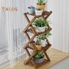 Folding Plant Stand 4-Tier Bamboo Plant Rack Shoe Display Shelf X-Shaped Structure Plant Stand for Entryway Balcony Living Room