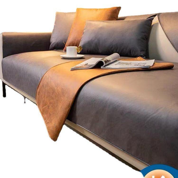 Кожаная антипригарная меховая подушка для дивана, универсальный водонепроницаемый и устойчивый к кошачьим царапинам чехол для дивана из технической ткани для всех сезонов