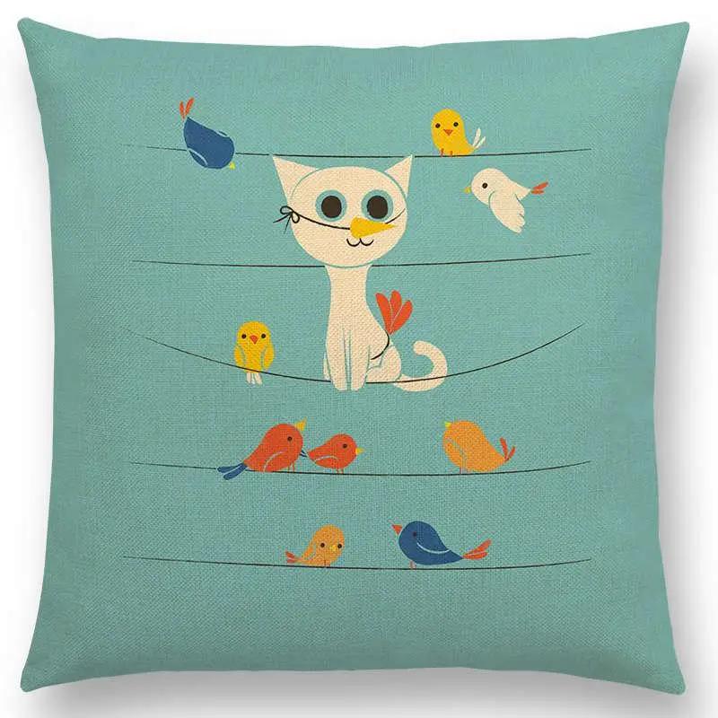 Последние мультяшные животные Милая акула Кошка Птица Жираф Пингвин Кит Белый медведь Бегемот Панда Чехол для подушки Автомобильный диван Наволочка