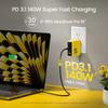 140 Вт GaN зарядное устройство PD3.1 3-портовый Type C быстрая зарядка для ноутбука Macbook Pro USB быстрое зарядное устройство для iPhone 16 Xiaomi планшет