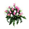 Artificial Cemetery Flower 24 Heads Faux Silk Rose Bush Memorial Rose Flower Bouquet for Headstones Gravesite Vase