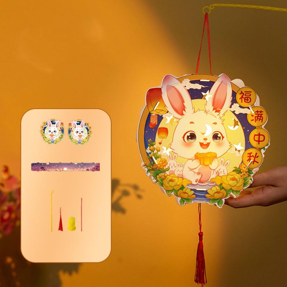 Светящиеся кроличьи фонарики Мультяшный фонарик Набор материалов для DIY Фонарь на Праздник середины осени Подарки