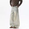 2026 Heavy Duty High Street Vintage Wash Jeans Mens Loose Straight Leg Denim Pants